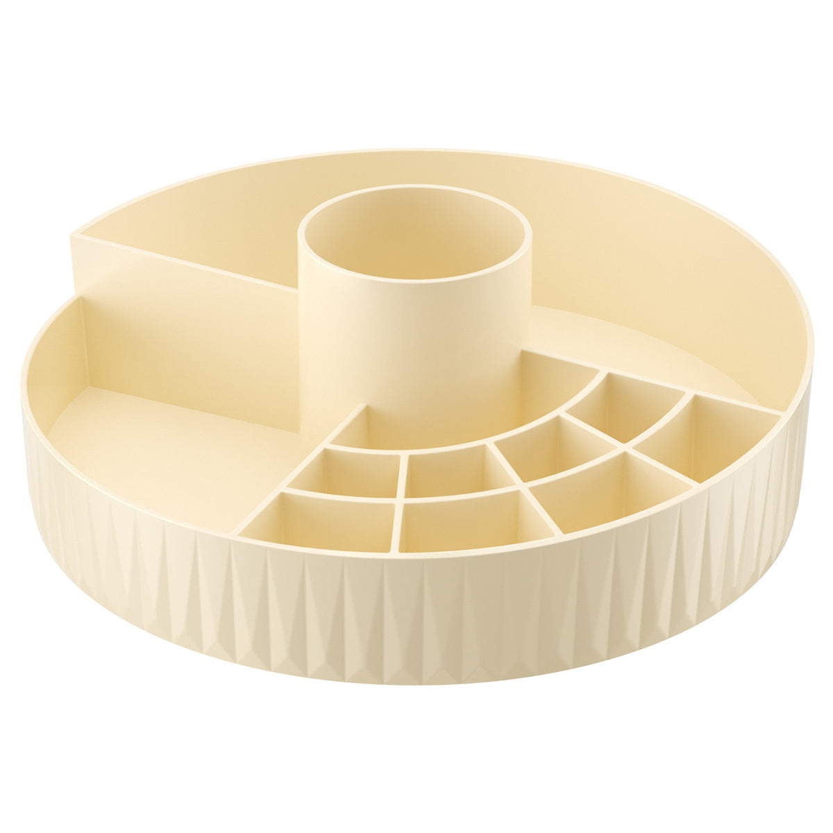 Cream Color Rotating Cosmetic Organizer for Makeup & Beauty Products Desktop Storage Box