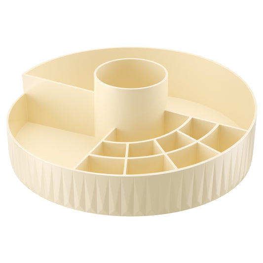 Cream Color Rotating Cosmetic Organizer for Makeup & Beauty Products Desktop Storage Box